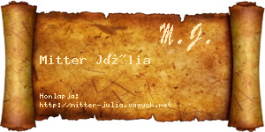 Mitter Júlia névjegykártya